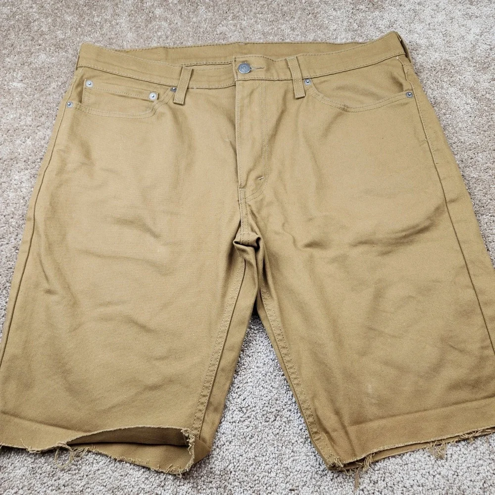 Levis 511 Slim Fit Cut Off Shorts Tan Khaki Twill Mens 36 Raw Hem 36555-0241